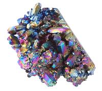 Mikikit Natural Crystal Cluster Ornament Plated Colorful Crystal Cluster Adornment for Home and Office Decoration, Lightweight about 15g, for Desk or Fish Tank