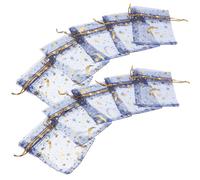 Mikikit Navy Blue Mesh Jewelry Bags 100Pcs Organza Drawstring Pouches with Foil Stars and Moon for Wedding Favors and Party Supplies