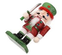 Mikikit Nutcracker Traditional Small and Chubby in Red with Glitter Accents Wooden Soldier Christmas Decor Nutcracker Figure to Create a Cozy Holiday Suitable for Shelves or Tabletops