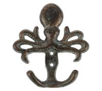 Mikikit Octopus Cast Iron Wall Hook Decorative Coat Hook Ocean Theme Metal Hanger for Towels Keys Scarves Bags Wall Storage Rack for Home Organization