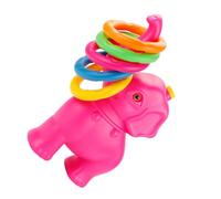 Mikikit Outdoor Ring Toss Set with Pink Elephant and 4 Plastic Rings for Boys and Interactive Outdoor Play