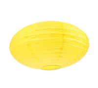 Mikikit Oval Paper Lantern Lampshade for Indoor Hanging Lighting, 40cm Diameter x 22cm Height, Light Yellow Folding Chandelier Shade for Wedding and Festival Decorations