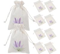 Mikikit Pack of 10 Cotton Bags with Drawstring, Empty Lavender Bags for Dried Flowers and Small Items, Robust and Reusable Decorative Storage Bags