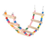 Mikikit Parakeet Step Ladder Wooden Bird Ladder 8 Steps Improves Motor Skills Attention-catching Design 14.54x3.14x0.59in Climbing for Pet Birds