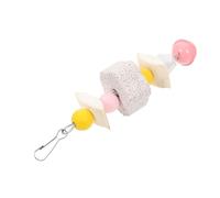 Mikikit Parrot Chewing Hanging Molar with Pink Cuttlebone Pendant and Volcanic Rock for Bird Bite Play and Entertainment