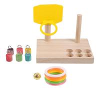 Mikikit Parrot Intelligence Wooden Chew with Interlocking Blocks and Basketball Ring, Bird Training Chew for Cage, Fun Parakeet and African Grey Random Color Random Color