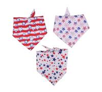 Mikikit Patriotic Dog Bandanna Usa Flag 4th of July Pet Bandanna Soft Cozy Dog Bib Adjustable Fit
