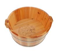 Mikikit Pedicure Foot Bucket Wooden Foot Bath Basin with Portable Handles for Deep Soaking and Relaxation at Home and Sauna