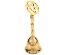 Mikikit Pentagram Brass Handheld Bell Ritual Ceremony Bell Star Design Tarot Witchcraft Home Décor Hotel Bar Dinner Service