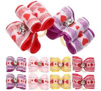 Mikikit Pet Bowknot Hair Clips Nylon Canvas Material 10pcs for Dogs and Cats Keep Hair in Shape Random Color Suitable for Daily Life Big Events