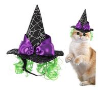 Mikikit Pet Halloween Witch Hat for Cats and Dogs Funny Cosplay Cap with Web Design for Parties and Festive Celebrations Comfortable and Stylish Pet Accessory