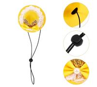 Mikikit Pet Hat Made of Wear-resistant Cloth Adjustable Easter Yellow with Bunny Ear Bowknot with Cooling Feature for Small Dogs and Cats for Photography and Party Costume