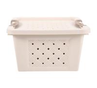 Mikikit Pet Travel Box Carrier with Breathable Design and Easy to Clean Features Plastic Sturdy Beige Hamster Carrying Container for Safe Transport for Small Pets and Hamsters