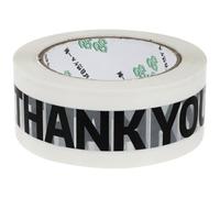 Mikikit Plastic Adhesive Tape for Packaging and Home Decoration, Multi-purpose 1 Roll White Strong Adhesive Force Thank You Printed Tape for Wrapping Presents and Festive Crafts