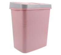 Mikikit Plastic Dual Compartment Kitchen Garbage Can with Lid, Pink Two-Section Recycling Bin for Home and Office, Kitchen Trash Container for Wet and Dry Waste Sorting