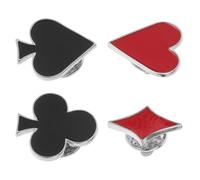 Mikikit Playing Card Enamel Brooch Pin Set 4Pcs Creative Clothes Brooch Featuring Spade Diamond Club Heart Motifs for Women’S Coats and Scarves