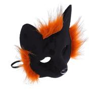 Mikikit Plush Half Face Fox with Brown - Halloween Costume Accessory for Women, Mardi Gras Masquerade Animal Mask, Soft Cosplay Prop for Carnival and Party