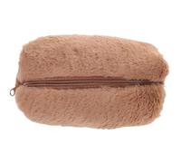Mikikit Plush Makeup Bag Small Cosmetic Pouch Travel Toiletry Pouch Portable Skincare Organizer Women’s Fluffy Handheld Makeup Accessories Storage Brown