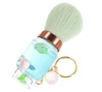 Mikikit Portable Face Powder Blush Brush with Keychain, Travel Size Cosmetic Makeup Tool in Light Aqua Green, Tank-shaped Blush Brush for On-the-go Makeup
