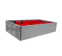 Mikikit Portable Five Compartment Cash Register Insert Tray Money Drawer with Smooth Polished Surface Lightweight Cash Tray Replacement for Counter and Box Organization