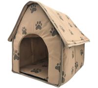 Mikikit Portable Foldable Dog House Bed with Cushion for Pets, Lightweight Small Pet Tent Made of Non-woven Fabric and Sponge, Easy to Clean with Strong Structure, for Store Use and Carry