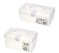 Mikikit Portable Medicine Storage Boxes Multi-function First Aid and Medication Storage Case 2pcs Made of Sturdy Plastic with Handle Not Easy to Deform or Break for Home Use