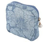 Mikikit Portable Period Pouch Zipper Sanitary Pad Storage Bag Large Capacity Multi-Function Cosmetic Bag for Women Travel Makeup Accessory Light Blue