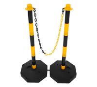 Mikikit Portable Traffic Delineator Post with Detachable Plastic Base and Reflective Collars, Cone-shaped Safety Barrier for Parking Lots and Urban Road Management