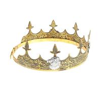 Mikikit Prince King Crown for Men Vintage Gold Eagle Headband, Prom and Birthday Party Hair Accessory, Delicate Men’s Costume Crown for Halloween and Wedding