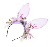 Mikikit Purple Bunny Ears Headband for Party and Event, Soft Adjustable Cloth Headband with Lifelike Bunny Ear Shape, Trendy Fashion Hair Accessory