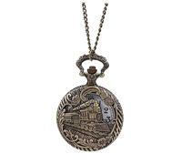 Mikikit Quartz Pocket Watch Retro Hollow Locomotive Pattern Hanging Watch Zinc Alloy for Men Random Style