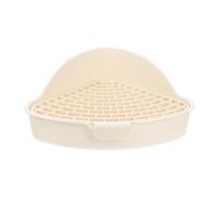 Mikikit Rabbit Potty for Small Animals and Rabbits with Two-layer Plastic Structure and Easy to Clean Design, White Bunny Cage Supply Featuring Detachable Grids and Plastic Bottom Mesh,