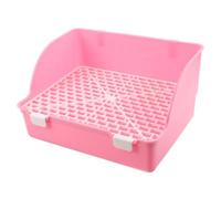 Mikikit Rabbit Toilet Corner Plastic Litter Box, Large Bunny Potty Trainer Box, Pink, Anti-spill, Easy Installation, for Rabbit and Guinea Pig Cage