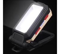 Mikikit Rechargeable Portable Cob Flood Light LED Work Light with Strong Magnet and Hook Sturdy Abs Material, Hands-free Magnetic Inspection Torch for Car Repairing and Inspection