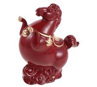 Mikikit Red Ceramic Horse Figurine for Home and Desktop Decor, Authentic Artistic Appeal with Classic Style, Invokes Success and Resistant to Fading, Chinese Year Horse Figurine for Lunar