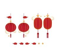 Mikikit Red PVC Lunar New Year Wall Stickers Lantern Window Clings for Home and Display Windows, Decorative Chinese New Year Wall Decal with Traditional Lantern Design