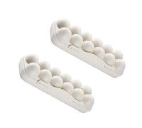 Mikikit Refrigerator Egg Holder 2pcs 12 Grids Egg Storage Box Pp Material Stackable Design Organize Your Fridge Space