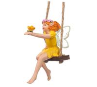 Mikikit Resin Flower Fairy Swing Garden Statue Creative Hanging Tree Ornament for Outdoor Patio Decoration Compact and Lively Garden Sculpture with Design