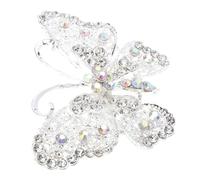 Mikikit Rhinestone Butterfly Brooch Pin in Eco-friendly Alloy with Crystal Detailing, Single Piece Women’s Clothing Accessory for Sweaters, Dresses, and Party Wear