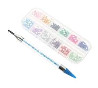 Mikikit Rhinestone Picker Pen Set with 1 Box Rhinestones for Nail Art DIY Featuring Precision Fixating Beads and Adjustable Placement Tools for Cell Phone Case Decoration and DIY Crafts