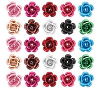 Mikikit Rose Shaped Aluminum Pendant for Jewelry Making, Light and Unique Simple Design Charm, for Necklace Or Bracelet Crafting on Valentine's Day Or Mother's Day, 1 Bag about 50