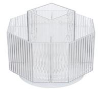 Mikikit Rotating Makeup Brush Organizer in Plastic with Large Capacity and Compartments, Desktop Cosmetic Brush Holder Simple and Delicate Design for Living Room or Vanity Storage