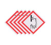 Mikikit Safety Warning Stickers Corrosive Packing 5Pcs 10X10Cm White Adhesive for Chemical Storage and Hazardous Substance Handling