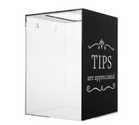 Mikikit Secure Acrylic Tip Box with Lock and Slot, Easy to Clean Money Storage Container for Restaurants and Other Venues, Sleek Modern Design Donation and Suggestion Box