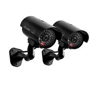 Mikikit Security Camera with Flashing Red LED Light, Black Abs Plastic Fake Cctv Camera with Adjustable Mount Bracket and Screws, Uses 2 X Aaa Batteries, for Outdoor and Warehouse