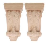 Mikikit Shelf Brackets Wood Carved Corbels 2Pcs, Rustic Oak Style Roman Column Supports for Wall Shelves and Fireplace Mantels, 4.33X2.36X1.57In, European Inspired