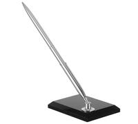 Mikikit Sign-in Pen with Black Acrylic Rectangular Base and Silver Metal Ballpoint, Multi-function Signing Desk Pen for Business Reception, Wedding Guest Book, and Office Use