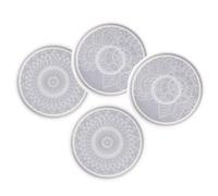 Mikikit Silicone Coaster Molds Easy Demolding and Safe Use Round 4pcs for Epoxy Resin with Detailed Patterned Design, 4.1' Large Tray Mold for DIY Craft Shows and Family Activities
