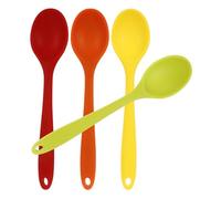 Mikikit Silicone Cooking Spoons Set Nonstick with Handles 4pcs Heat Resistant, Easy to Clean and Store, for Mixing, Stirring, Baking and Serving in Kitchen
