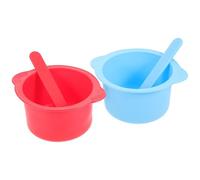 Mikikit Silicone Wax Warmer Bowls 400Ml 2 Pcs with Stirring Sticks Non-Stick Wax Pot Liners Practical Peel Cooled Replacement Bowls for Spas and Salons for DIY Beauty Lovers